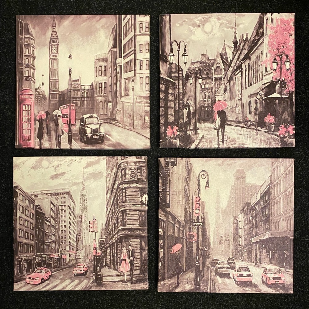 Canvas wall art set of 4 London/NYC